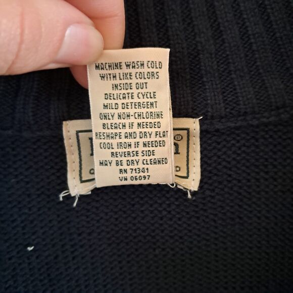 L.L. Bean Mens XXL Navy Knit Navy Blue Pullover Quarter Zip Sweater 100% Cotton - Picture 3 of 4